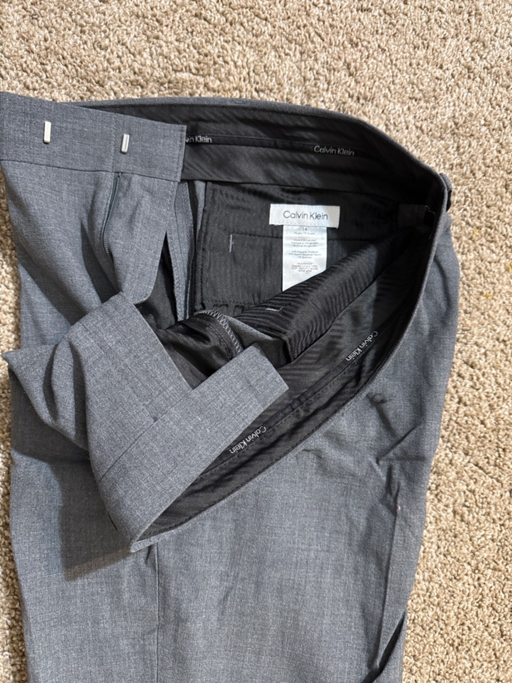 Calvin Klein Heather Gray Men's Dress Trousers